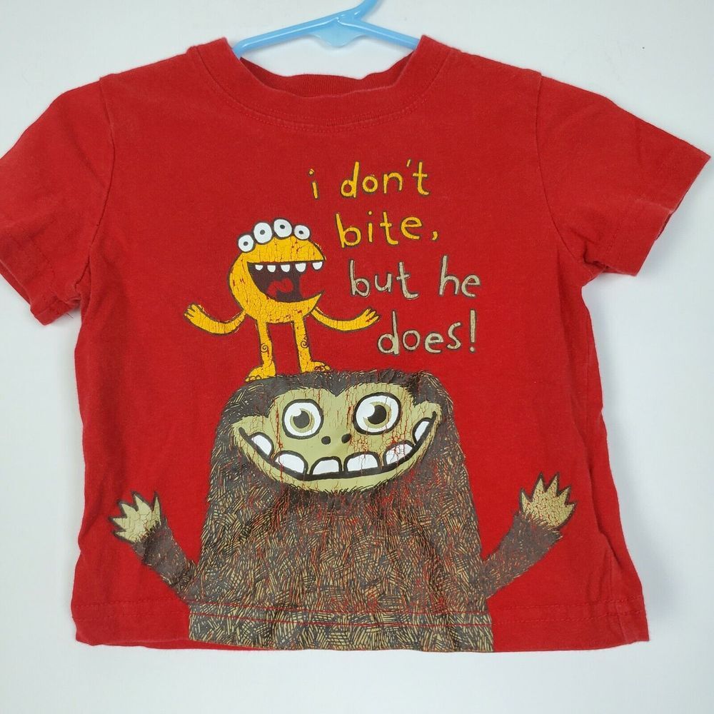 Circo Boys I Don't Bite Monster‎ Shirt Size 12M Red Toddler Cotton Top
